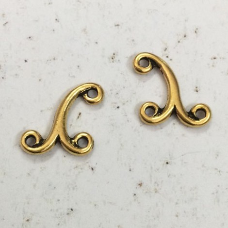 17x10mm TierraCast Melody 1-2 Link - Antique 22K Gold Plated - Pack of 2