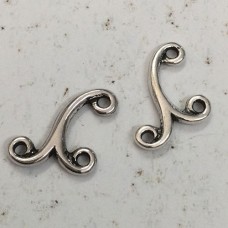 17x10mm TierraCast Melody 1-2 Link - Antique Fine Silver Plated - Pack of 2