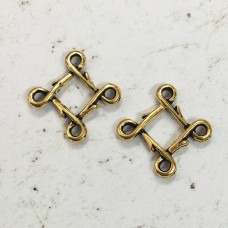 15mm TierraCast Vine 4-Loop Connector Links - 22K Antique Gold Plated - Pack of 2
