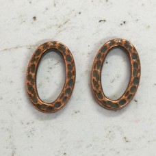 12x9mm Small TierraCast Hammertone Oval Link Rings - Antique Copper Plated  - Pack of 2