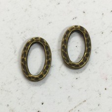 12x9mm Small TierraCast Hammertone Oval Link Rings - Brass Oxide - Pack of 2