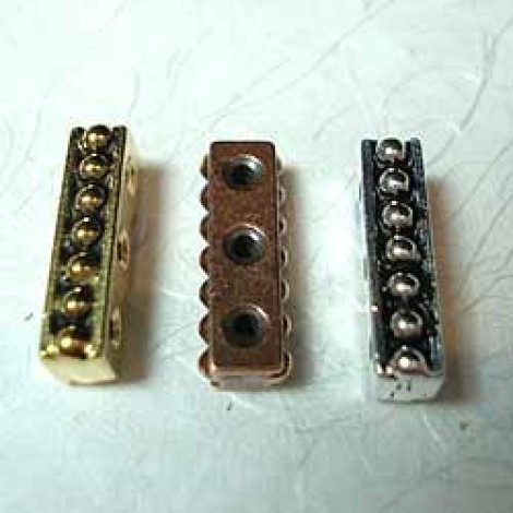20mm TierraCast 3-Hole Beaded Spacer Bars - Gold or Copper
