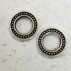 17mm TierraCast Beaded Rings - Antique Fine Silver Plated - Pack of 3