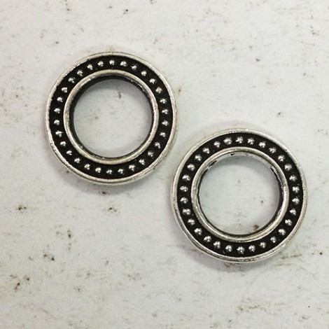 17mm TierraCast Beaded Rings - Antique Fine Silver Plated - Pack of 3