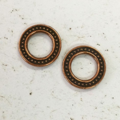 17mm TierraCast Beaded Rings - Antique Copper Plated - Pack of 2