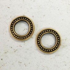 17mm TierraCast Beaded Rings - Antique 22K Gold Plated - Pack of 2