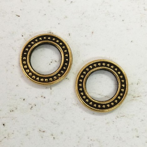 17mm TierraCast Beaded Rings - Antique 22K Gold Plated - Pack of 2