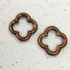16mm TierraCast Medium Quatrefoil Link - Antique Copper Plated - Pack of 2