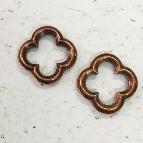 16mm TierraCast Medium Quatrefoil Link - Antique Copper Plated - Pack of 2 16mm TierraCast Medium Quatrefoil Link - Antique Copper Plated - Pack of 2