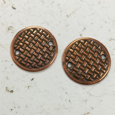 20mm (3/4") TierraCast Woven Disk Links - Antique Copper Plated - Pack of 2