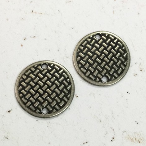 20mm (3/4") TierraCast Woven Disk Links - Antique Pewter - Pack of 2 20mm (3/4") TierraCast Woven Disk Links - Antique Pewter - Pack of 2
