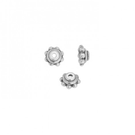 5mm TierraCast Beaded Beadcap - Antique Fine Silver Plated - Pack of 10