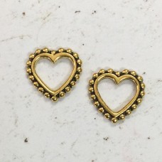 10mm TierraCast Beaded Open Shape - Heart - Antique 22K Gold Plated - Pack of 2