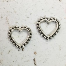 10mm TierraCast Beaded Open Shape - Heart - Antique Fine Silver - Pack of 2