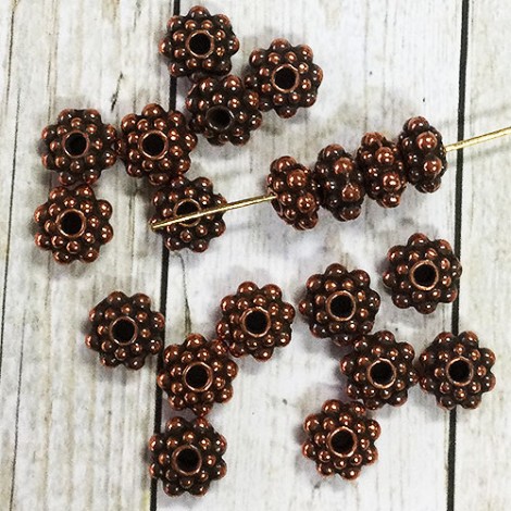 8mm TierraCast Panten Beaded Spacer Beads - Antique Copper - Pack of 2 8mm TierraCast Panten Beaded Spacer Beads - Antique Copper - Pack of 2