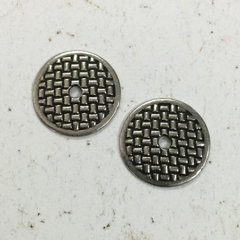 20mm (3/4") TierraCast Woven Disk with 2.5mm hole - Antique Pewter - Pack of 2 20mm (3/4") TierraCast Woven Disk with 2.5mm hole - Antique Pewter - Pack of 2
