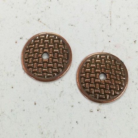 20mm (3/4") TierraCast Woven Disk with 2.5mm hole - Antique Copper - Pack of 2