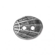 17x14mm TierraCast Oval Shell Buttons - Antique Fine Silver Plated - Pack of 2