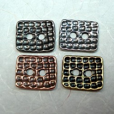 15x12mm TierraCast Rectangle Hammertone Button - Choice of 4 finishes