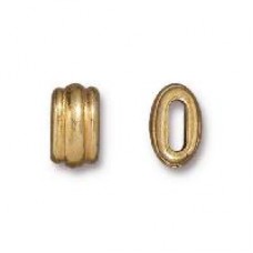11x7mm (6x2mm ID) TierraCast Deco Crimpable Barrel Bead - Gold Plated - Pack of 2