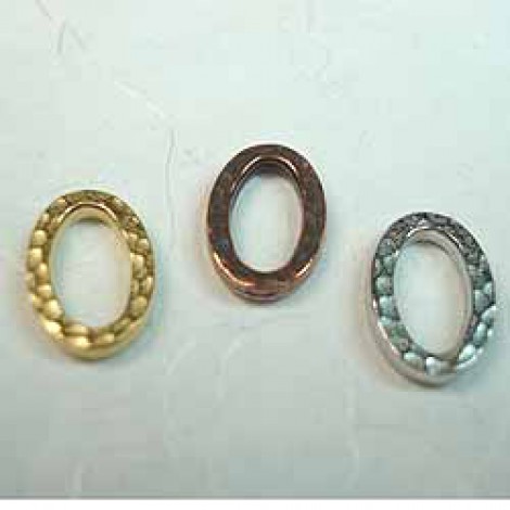 12x9mm Small TierraCast Hammertone Oval Link Rings - Precious Metal Plated