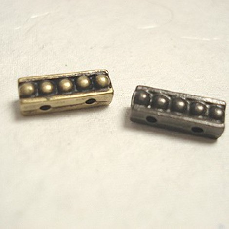 10mm TierraCast Beaded 2-Strand Spacer Bar - Ant Brass or Black