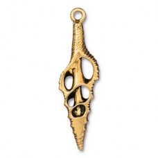 16x54mm TierraCast Cut Spindle Shell Pendant - Antique 22K Gold - Each