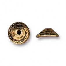 7mm TierraCast Shell Beadcaps - Antique 22K Gold Plated - Pack of 2