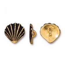 13mm TierraCast Scallop Shell Buttons - Antique 22K Gold Plated