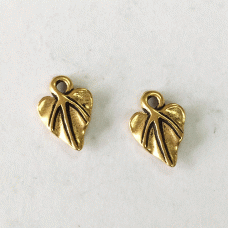 12x8mm TierraCast Sunflower Leaf Charms - Antique 22K Gold Plated - Pack of 2