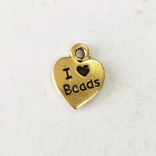 10mm TierraCast Charm - I Love Beads - Antique 22K Gold Plated - Pack of 2