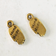 8mm TierraCast Hand-Made Drop Charm - Antique 22K Gold Plated - Pack of 4