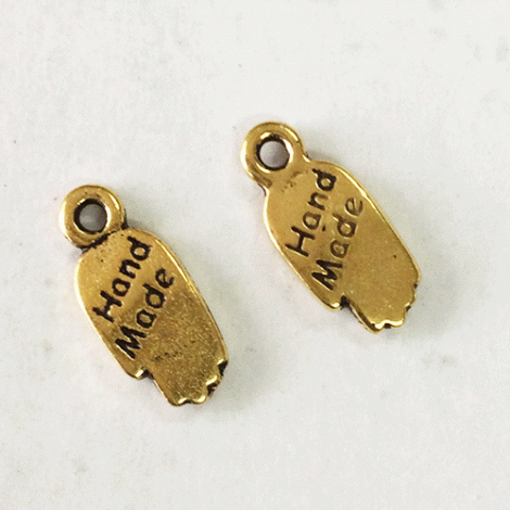 8mm TierraCast Hand-Made Drop Charm - Antique 22K Gold Plated - Pack of 4