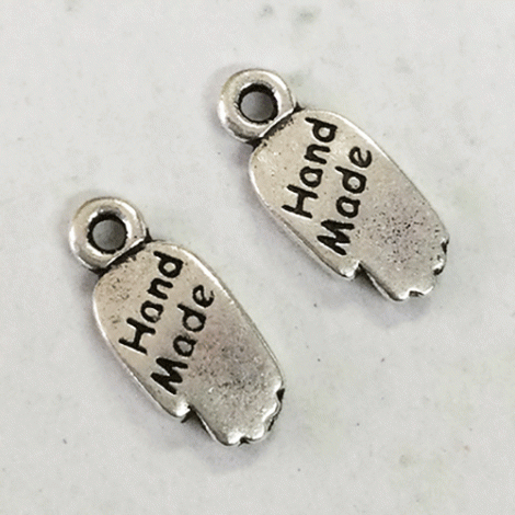 8mm TierraCast Hand-Made Drop Charm - Antique Silver - Pack of 4