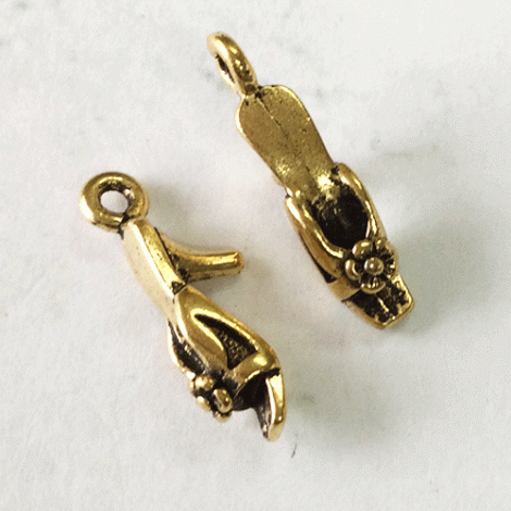 TierraCast Harlow Shoe Charm - Antique 22K Gold Plated