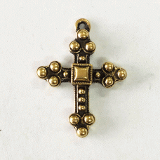28mm TierraCast Byzantine Cross Charm - Antique 22K Gold Plated - Each
