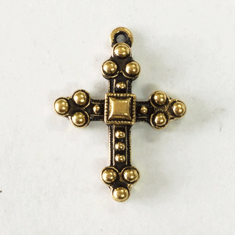 28mm TierraCast Byzantine Cross Charm - Antique 22K Gold Plated - Each