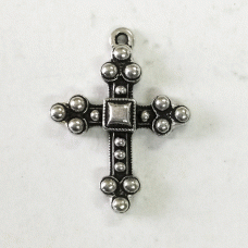 28mm TierraCast Byzantine Cross Charm - Antique Fine Silver Plated - Each