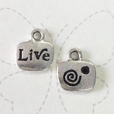 13mm TierraCast 'Live' Word Charm - Antique Fine Silver Plated - Each