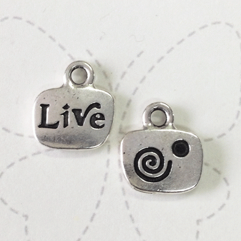 13mm TierraCast 'Live' Word Charm - Antique Fine Silver Plated