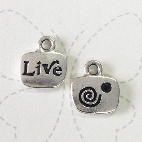 13mm TierraCast 'Live' Word Charm - Antique Fine Silver Plated - Each