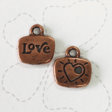 13mm TierraCast 'Love' Word Charm - Antique Copper Plated