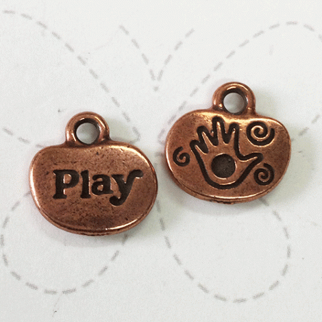 13mm TierraCast 'Play' Word Charm - Antique Fine Silver Plated - Pack of 2 13mm TierraCast 'Play' Word Charm - Antique Fine Silver Plated - Pack of 2