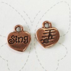13mm TierraCast 'Sing' Word Charm - Antique Copper Plated