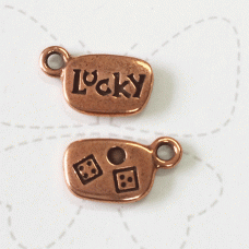 13mm TierraCast "Lucky" Word Charm - Antique Copper Plated