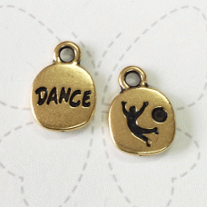 13mm TierraCast 'Dance' Word Charm - 22K Gold Plated
