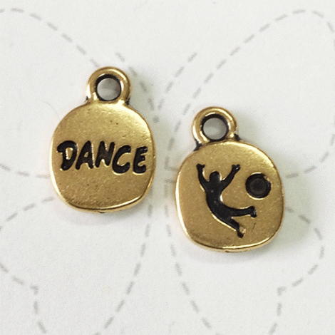 13mm TierraCast 'Dance' Word Charm - 22K Gold Plated - Pack of 2 13mm TierraCast 'Dance' Word Charm - 22K Gold Plated - Pack of 2