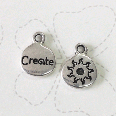 13mm TierraCast 'Create' Word Charm - Antique Fine Silver Plated