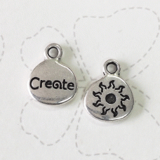 13mm TierraCast 'Create' Word Charm - Antique Fine Silver Plated - Pack of 2