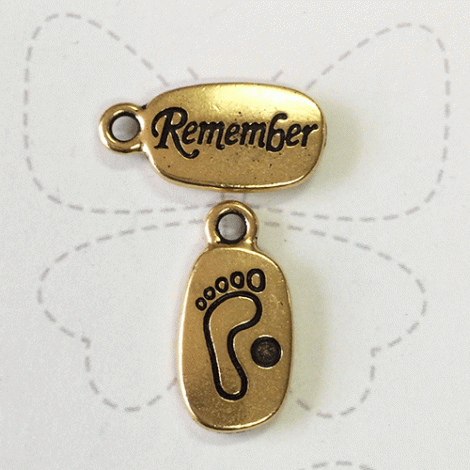 13mm TierraCast 'Remember' Word Charm - 22K Gold Plated - Pack of 2